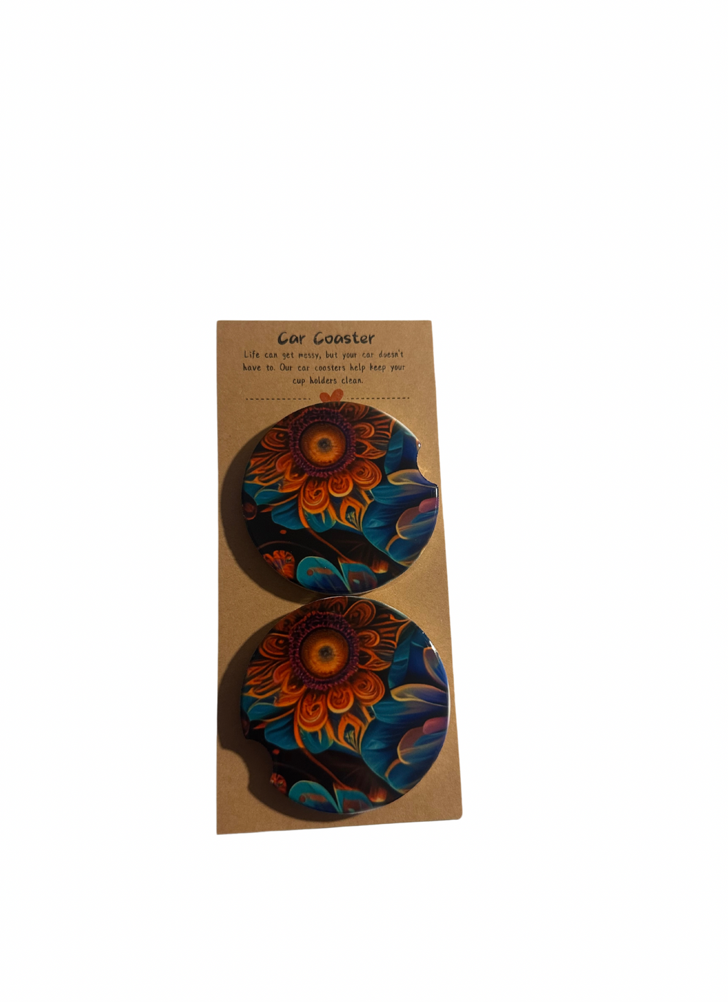 Orange Sunflower Car Coaster